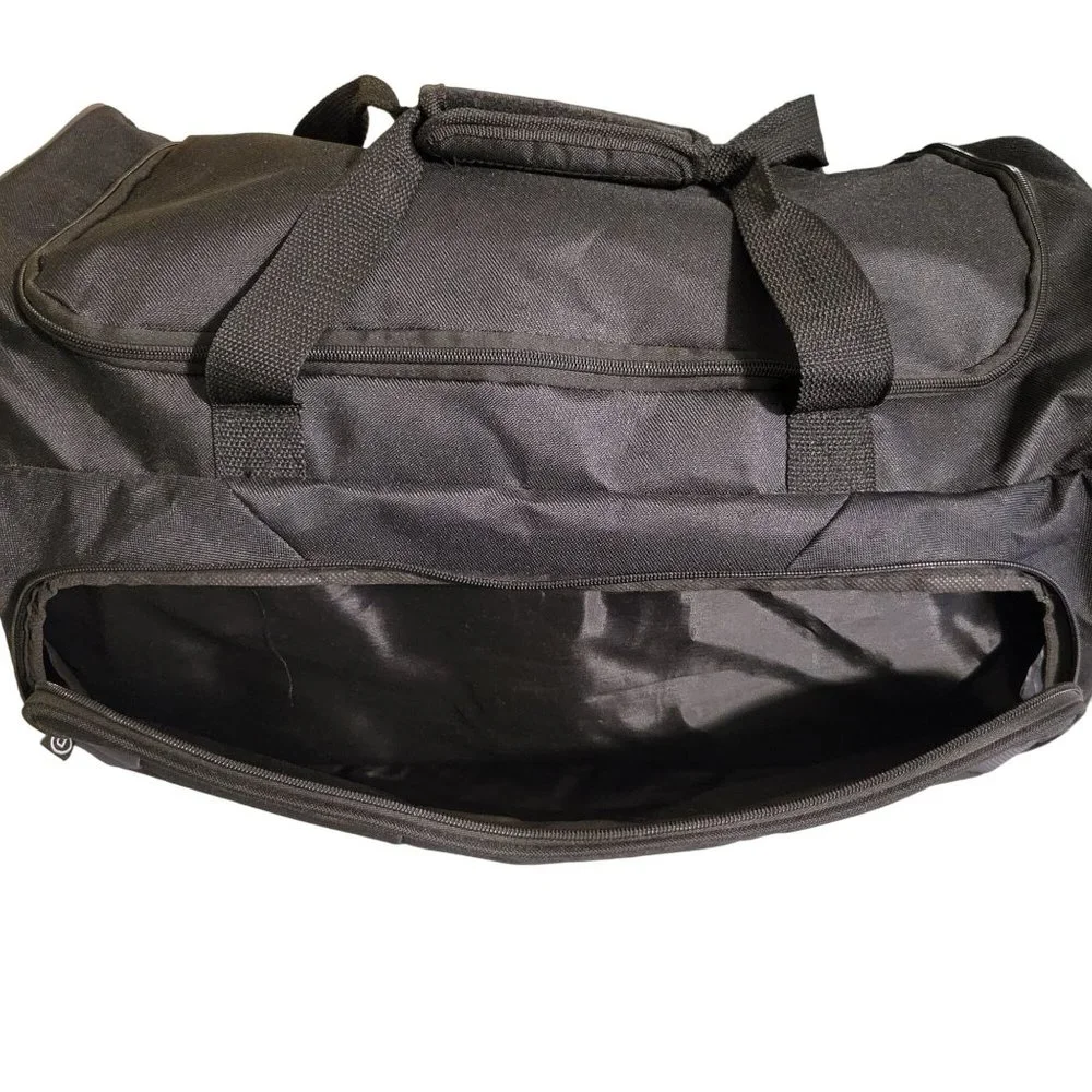 Duffle Bag Black Zipper Opening and Outside Pocket Large 22 x 12 x 12